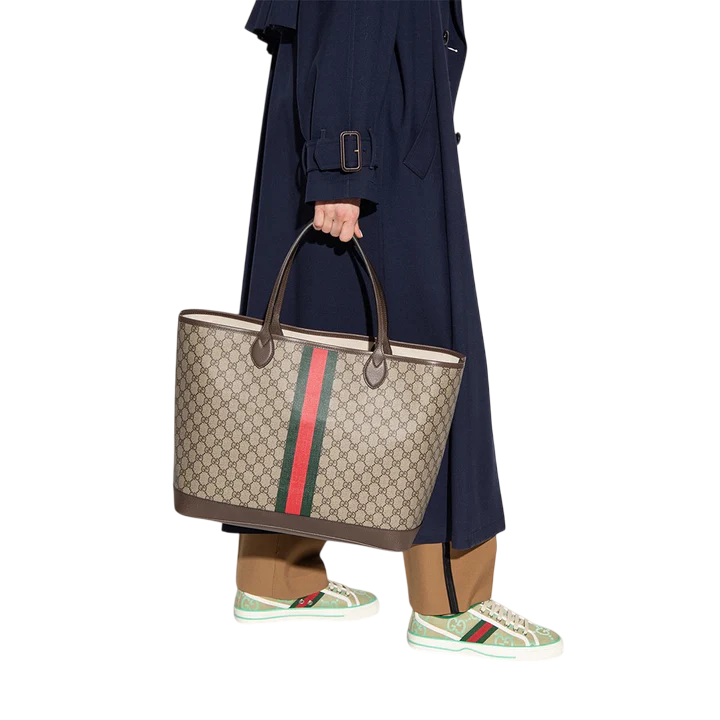 Gucci Ophidia Large Tote Bag – Beige & Ebony GG Supreme Canvas