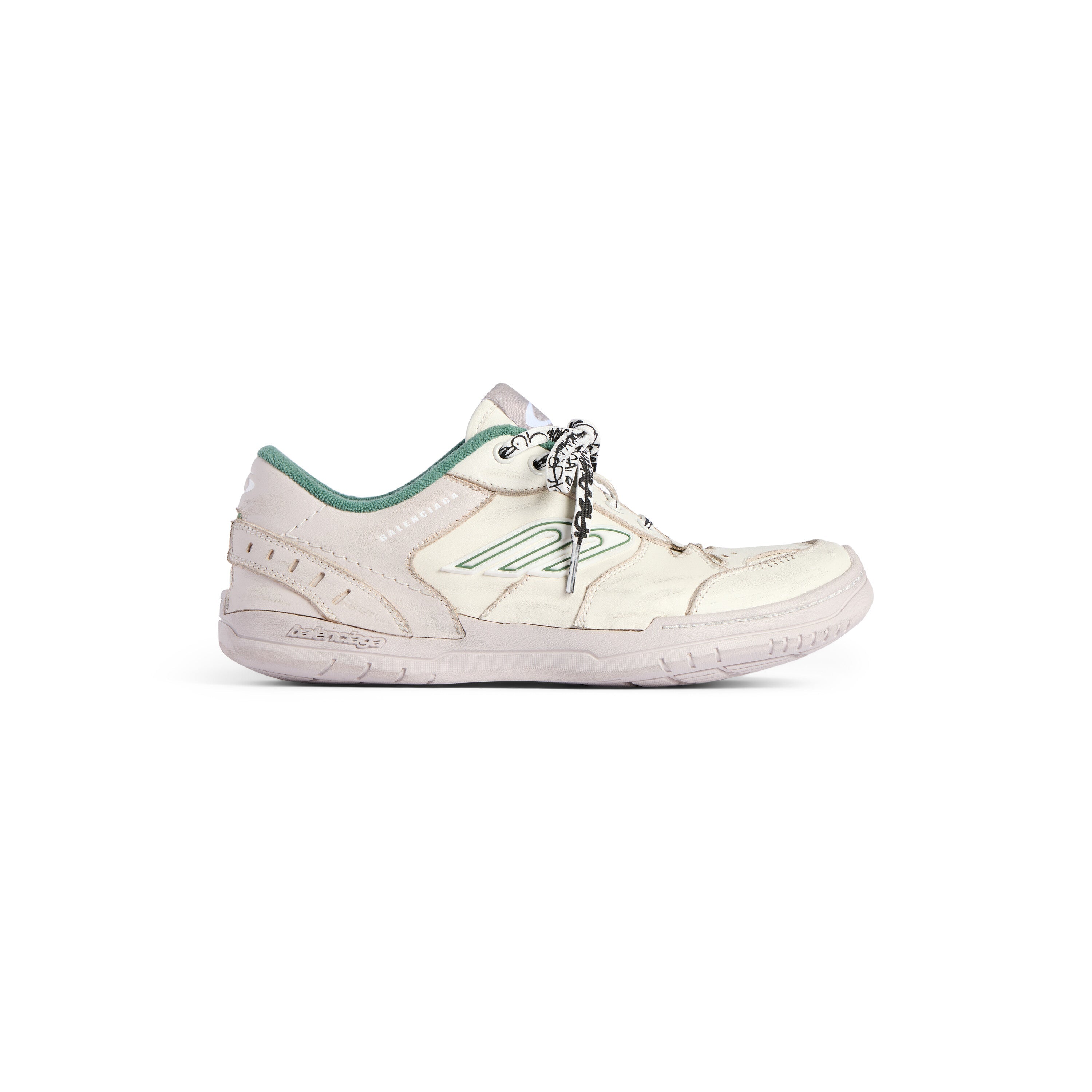 Balenciaga Men’s Hamptons Medium Worn-Out Sneaker – Beige / Green
