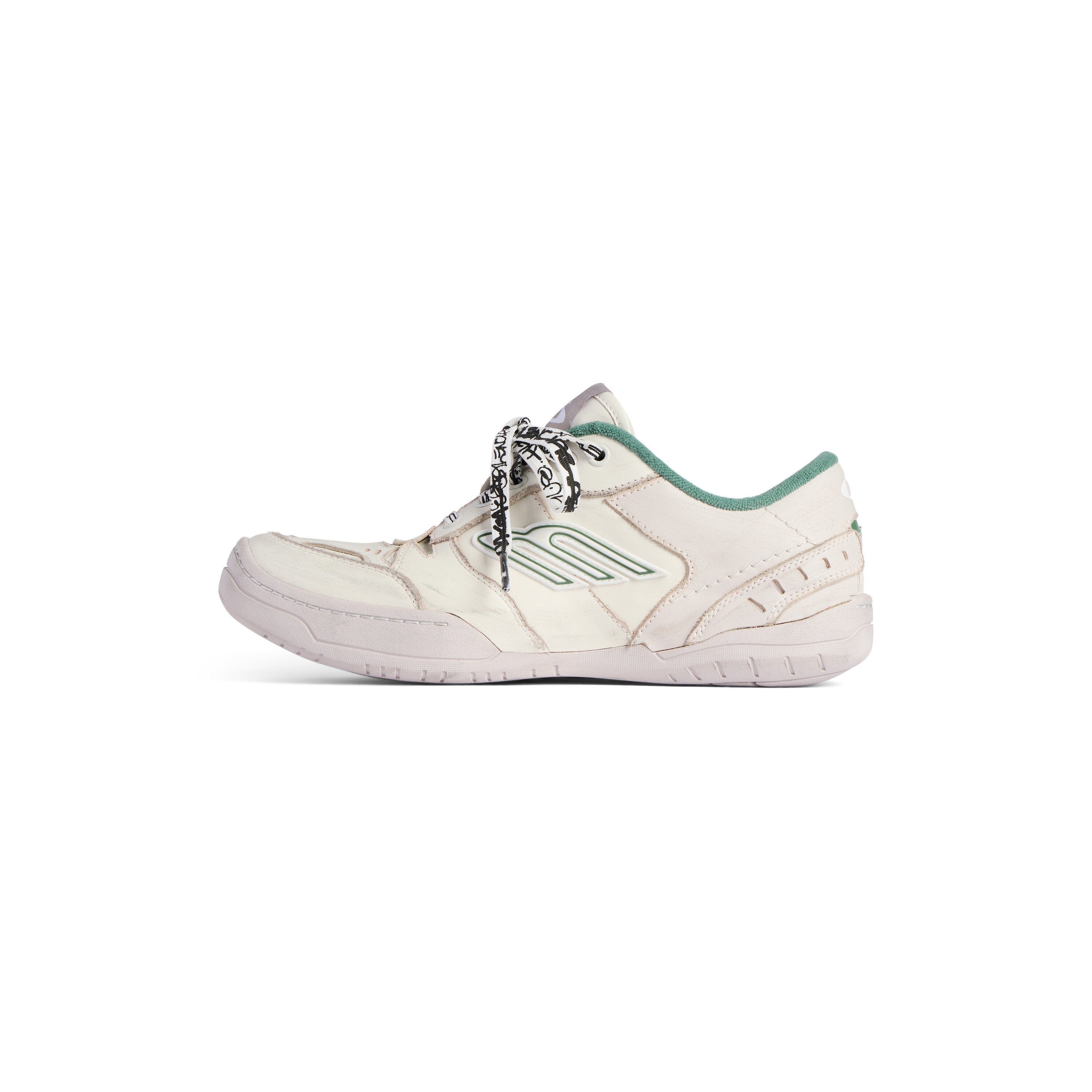 Balenciaga Men’s Hamptons Medium Worn-Out Sneaker – Beige / Green