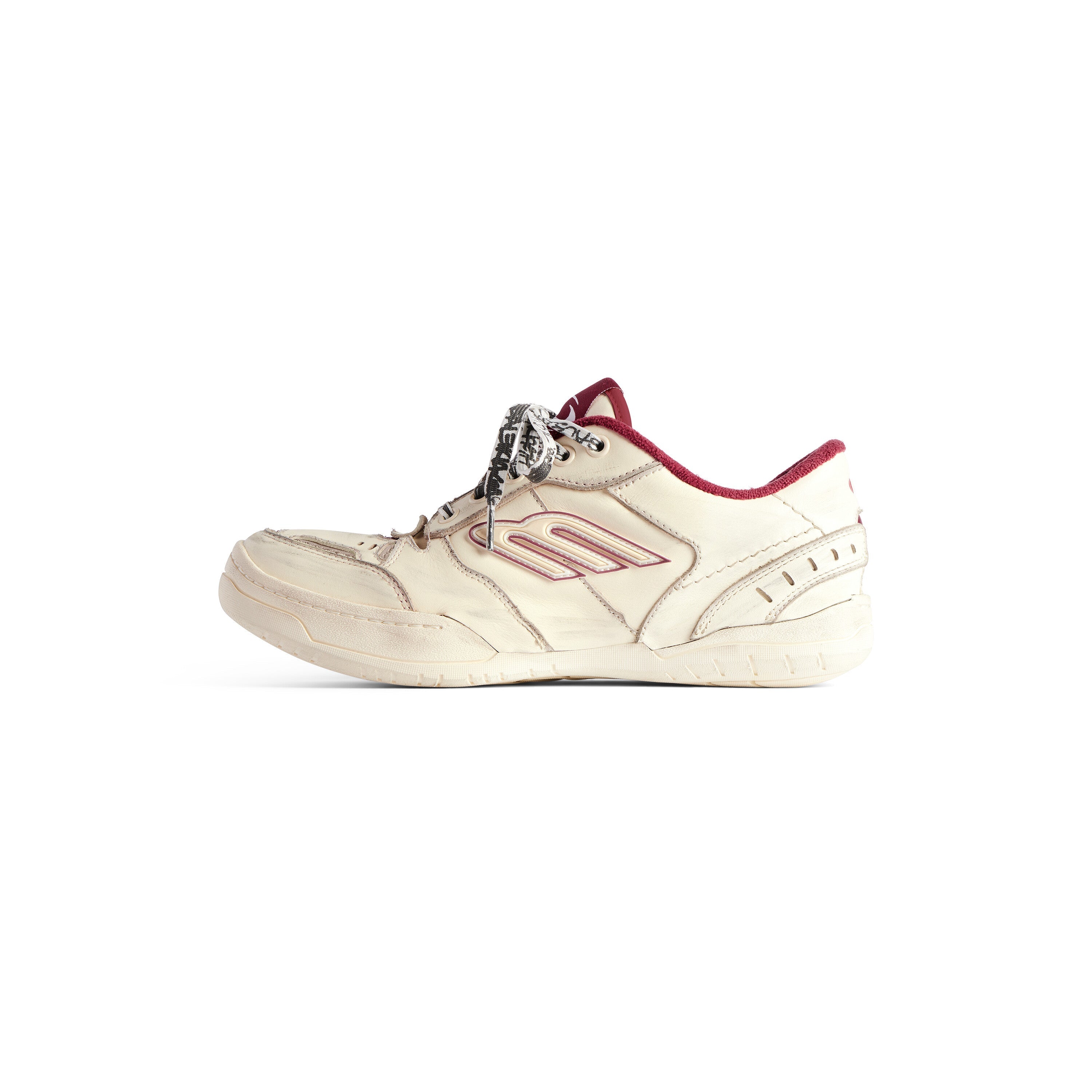 Balenciaga Men’s Hamptons Medium Worn-Out Sneaker – Off-White / Red