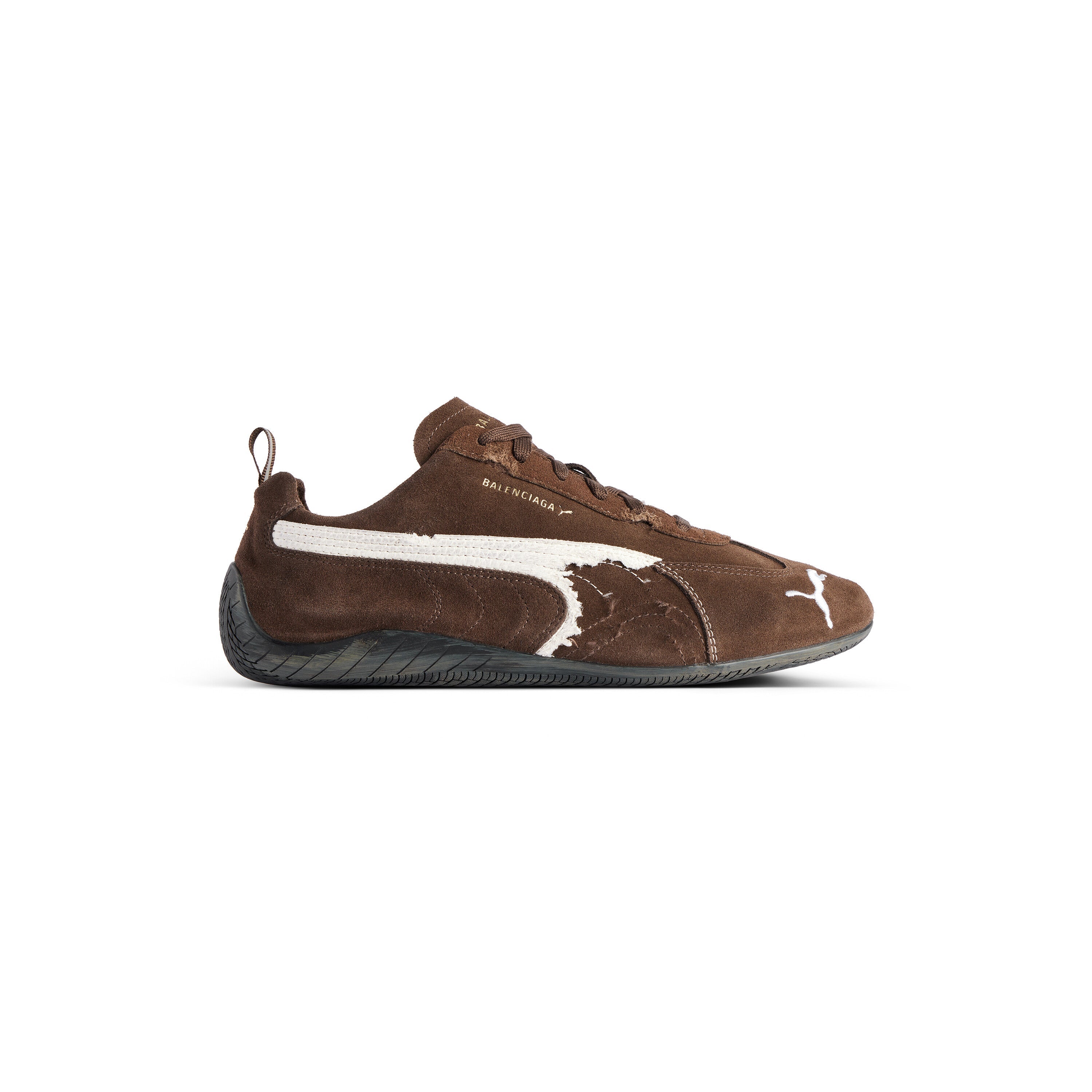 Balenciaga Speedcat Suede Sneaker – Brown/White/Black
