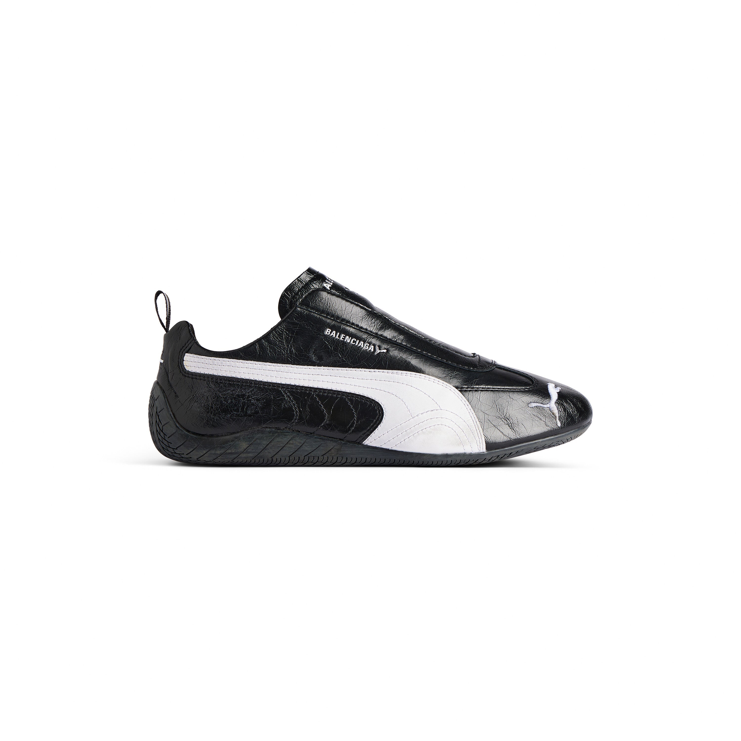 Balenciaga Men’s Speedcat Leather Sneaker – Black/White