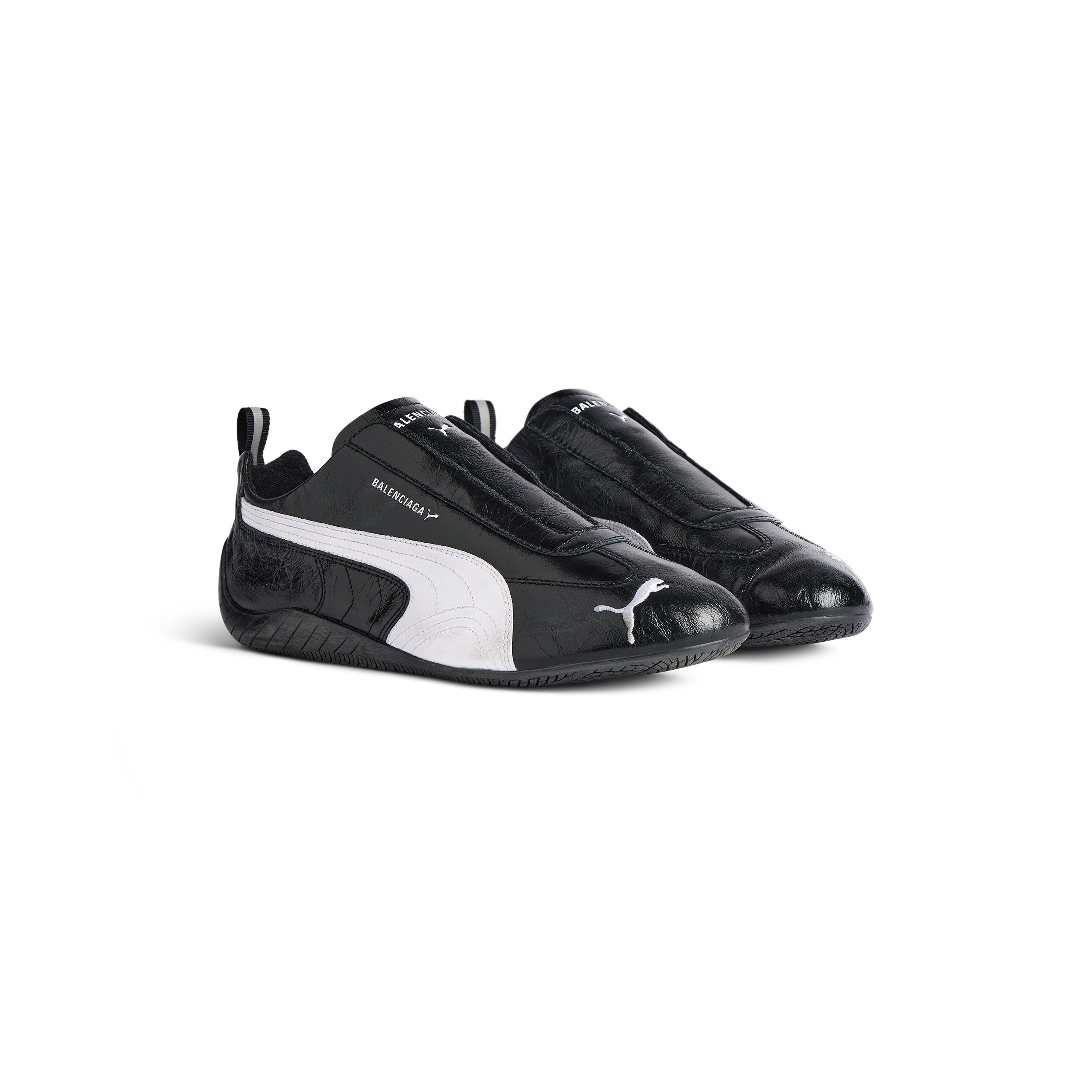 Balenciaga Men’s Speedcat Leather Sneaker – Black/White