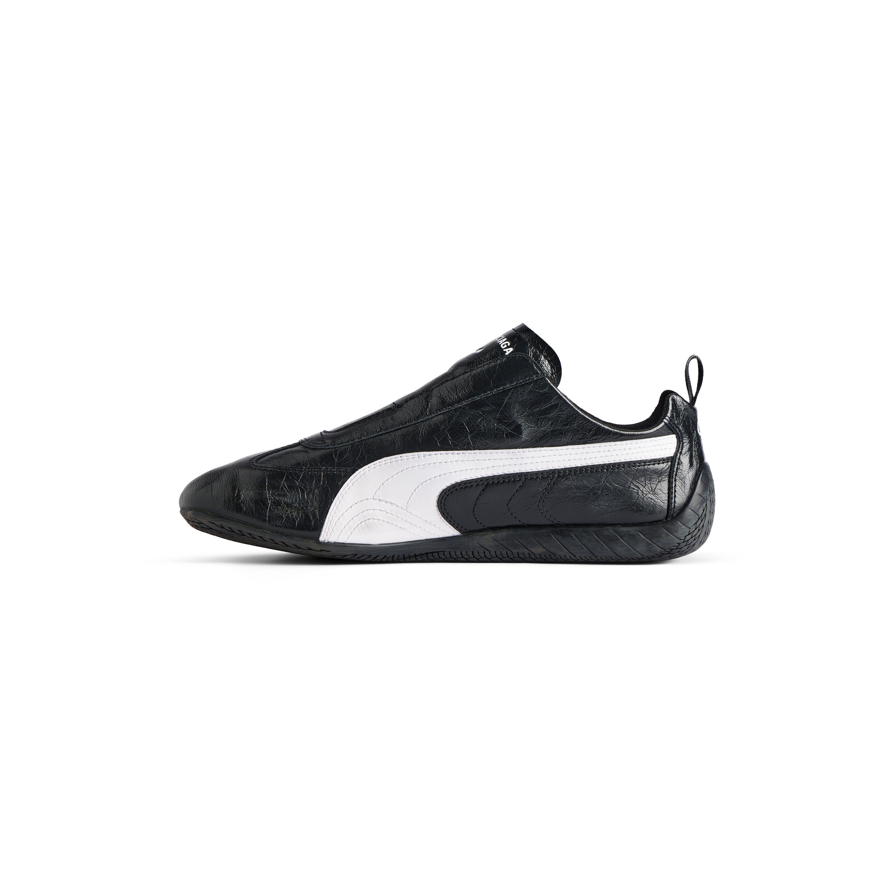 Balenciaga Men’s Speedcat Leather Sneaker – Black/White