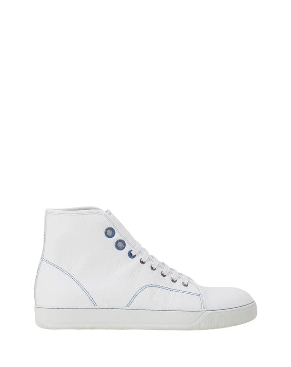 Lanvin DBB1 High-Top Leather Sneakers – White/Blue