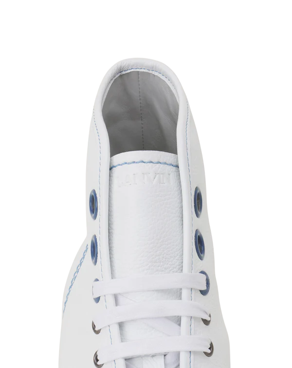 Lanvin DBB1 High-Top Leather Sneakers – White/Blue