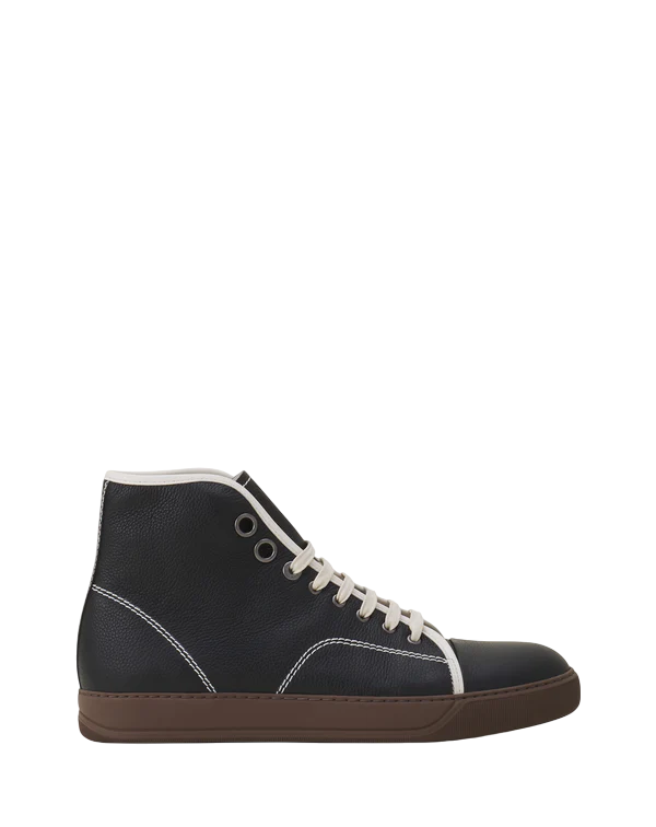 Lanvin DBB1 High-Top Leather Sneakers – Black/Off White