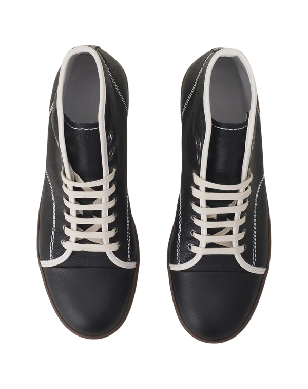 Lanvin DBB1 High-Top Leather Sneakers – Black/Off White
