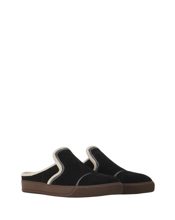 Lanvin DBB1 Suede Mule Sneakers – Noir/Blanc Cassé