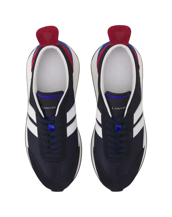 Lanvin BUMPR Nylon Sneakers – Blanc/Marine Noir