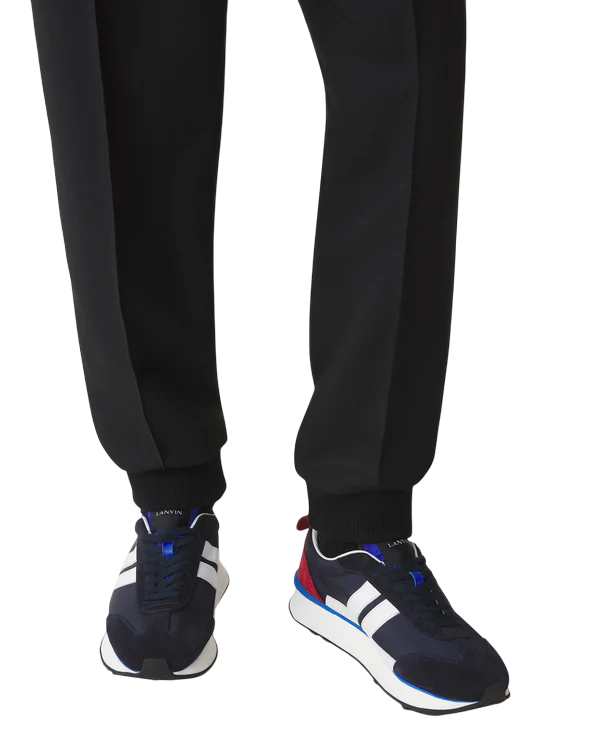 Lanvin BUMPR Nylon Sneakers – Blanc/Marine Noir