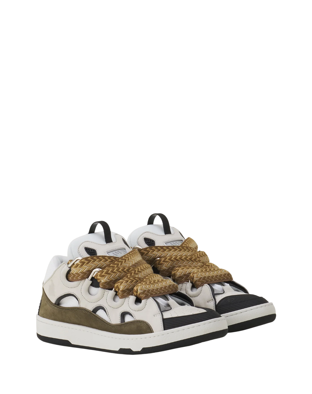 Lanvin Curb Leather Sneaker – Blanc/Kaki