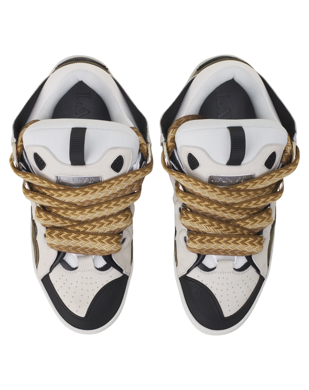 Lanvin Curb Leather Sneaker – Blanc/Kaki