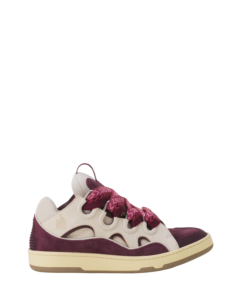 Lanvin Curb Leather Sneaker – Beige/Burgundy