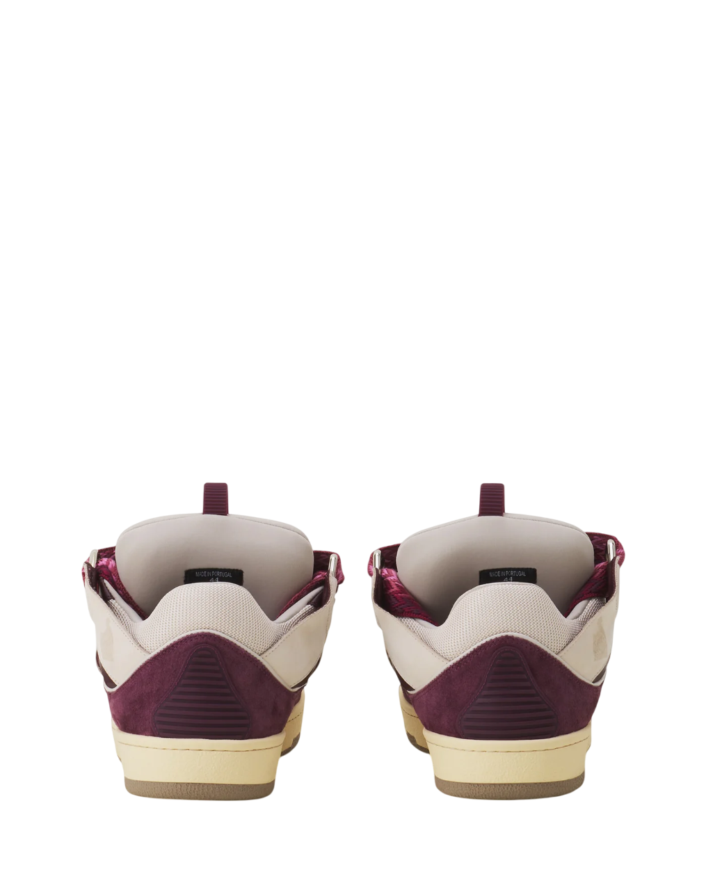 Lanvin Curb Leather Sneaker – Beige/Burgundy