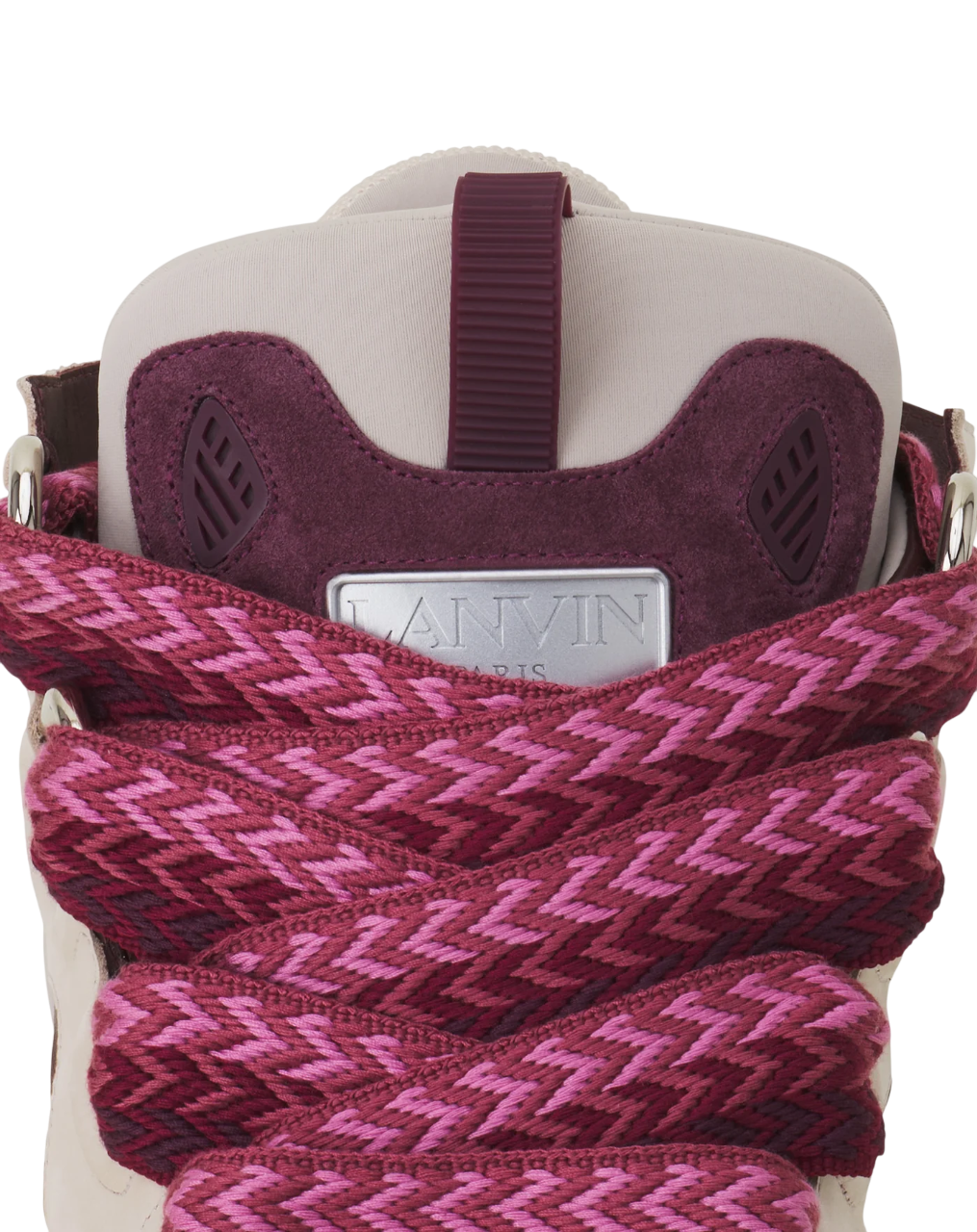 Lanvin Curb Leather Sneaker – Beige/Burgundy