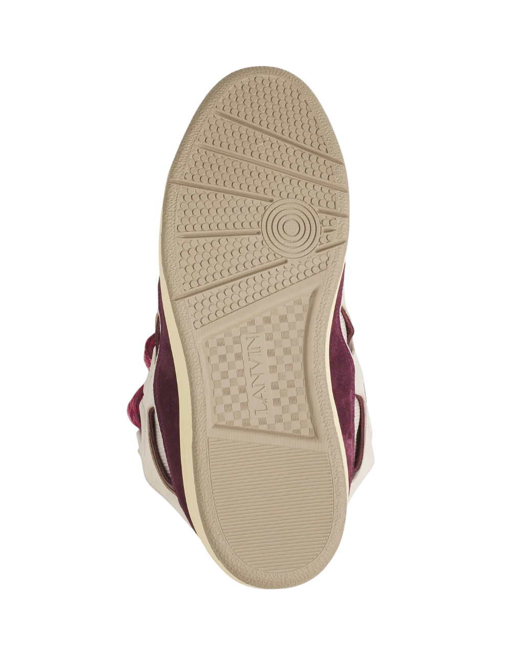 Lanvin Curb Leather Sneaker – Beige/Burgundy