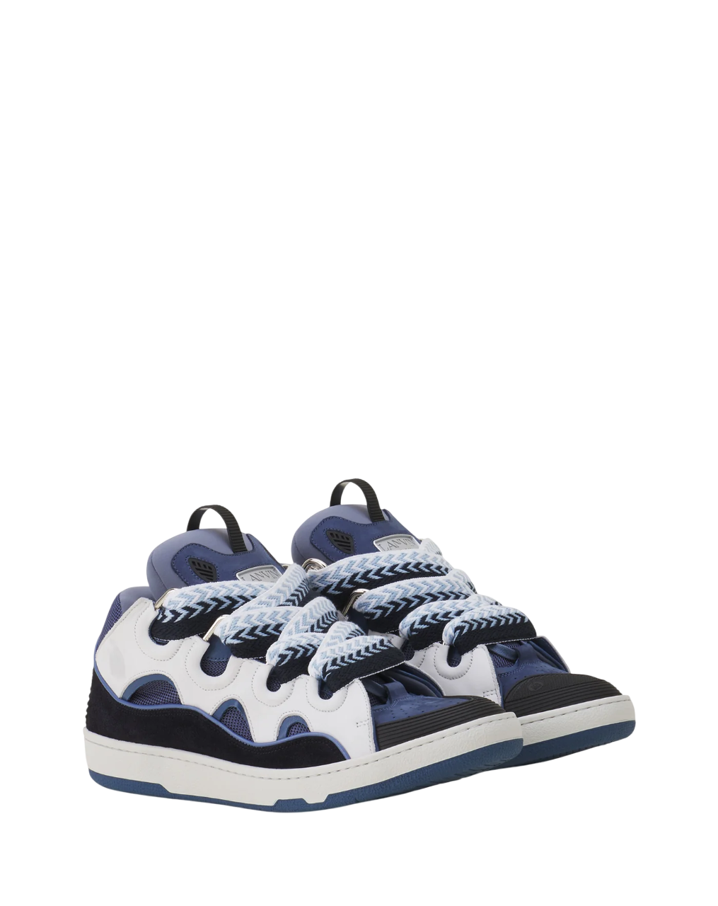 Lanvin Curb Leather Sneaker – Black/Navy Blue