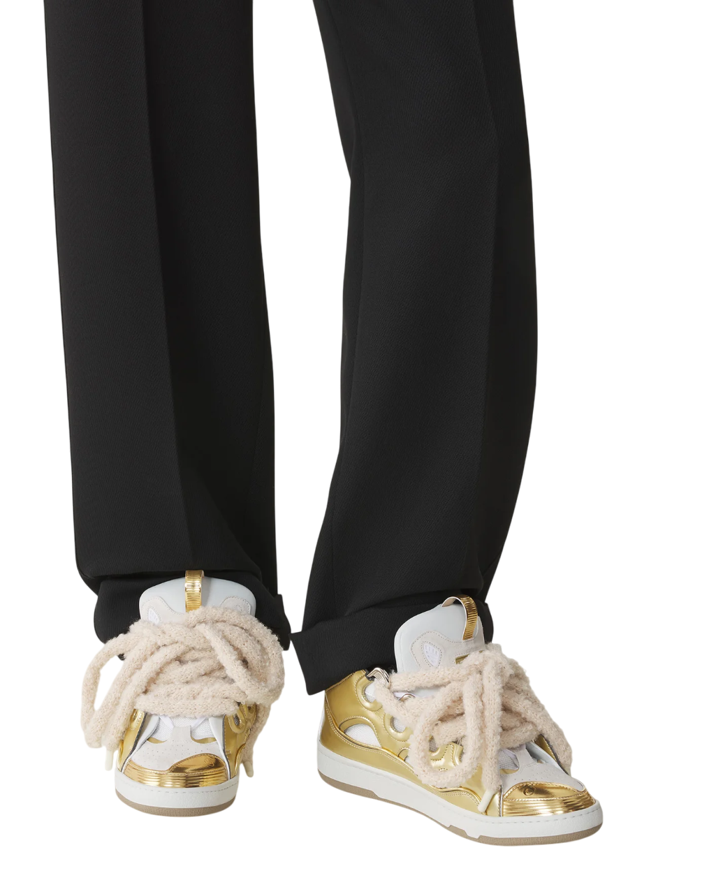 Lanvin Curb Metallic Leather Sneaker – Gold