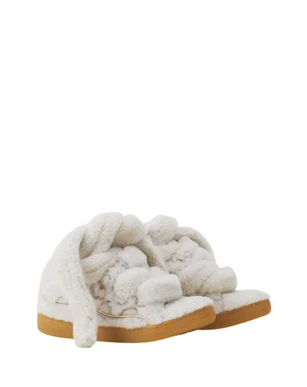 Lanvin Curb Shearling Sneaker – Beige