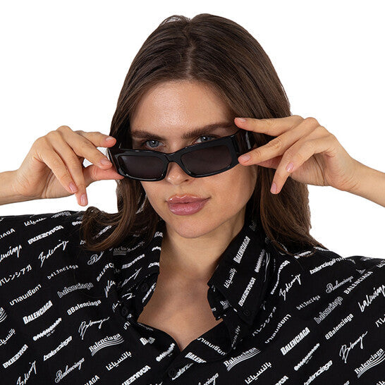 Balenciaga Grey Rectangular Unisex Sunglasses
