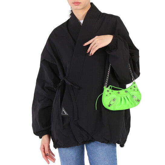 Balenciaga Le Cagole Mini Leather Purse In Acid Green