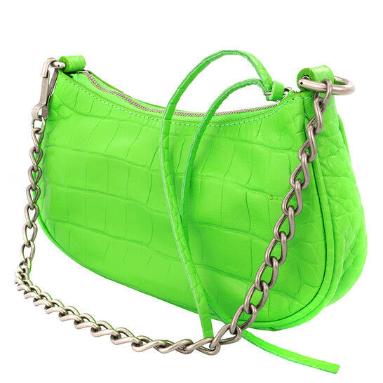 Balenciaga Le Cagole Mini Leather Purse In Acid Green