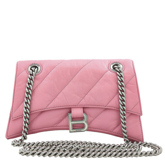 Balenciaga Pink Quilted Crush Calfskin Small Chain Bag