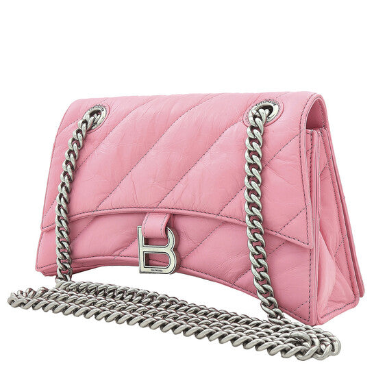 Balenciaga Pink Quilted Crush Calfskin Small Chain Bag