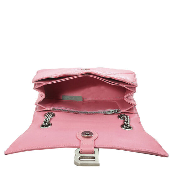 Balenciaga Pink Quilted Crush Calfskin Small Chain Bag