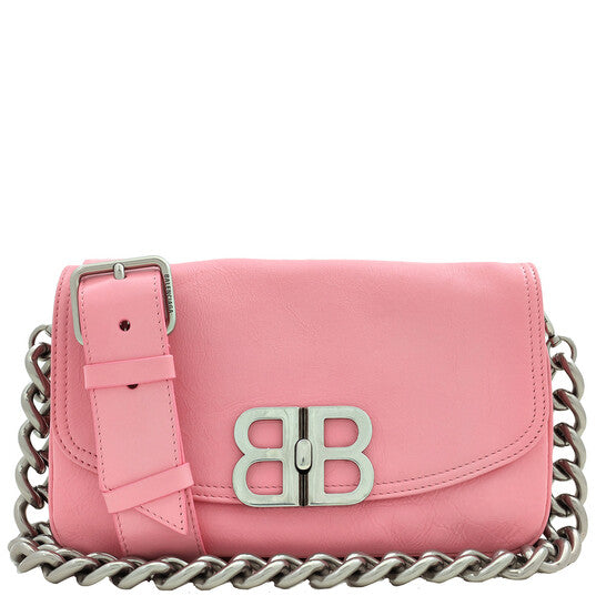 Balenciaga Sweet Pink Calfskin Small BB Soft Flap Shoulder Bag