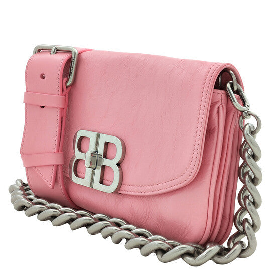 Balenciaga Sweet Pink Calfskin Small BB Soft Flap Shoulder Bag