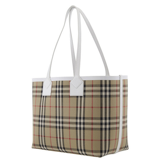 Burberry Ladies Archive Beige Check Cotton Canvas Small London Tote