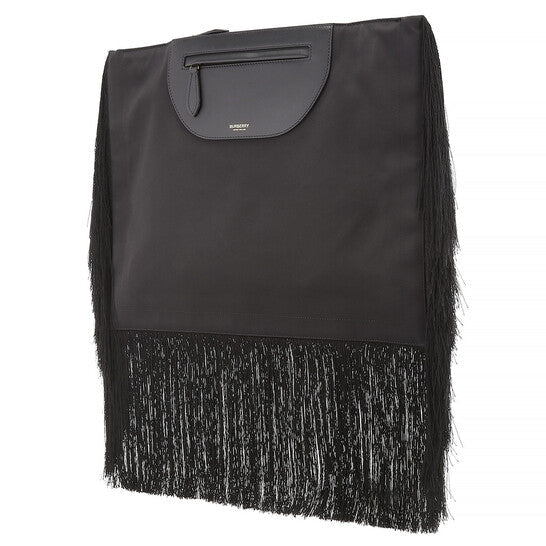 Burberry Ladies Black Fringe Leather Olympia Scarf Flat Clutch