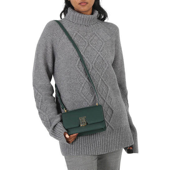 Burberry Ladies Vine Grainy Leather Mini TB Bag