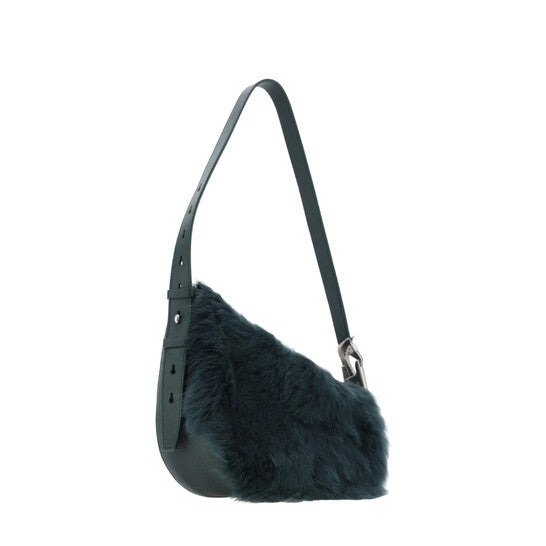 Burberry Small Knight Shearling Zipped Shoulder Bag