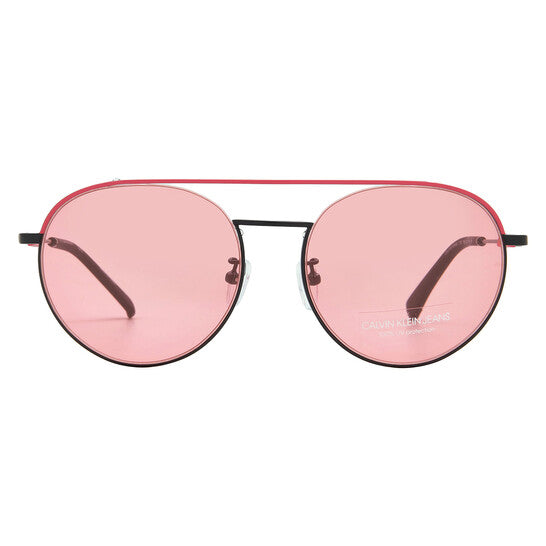 Calvin Klein Pink Round Unisex Sunglasses