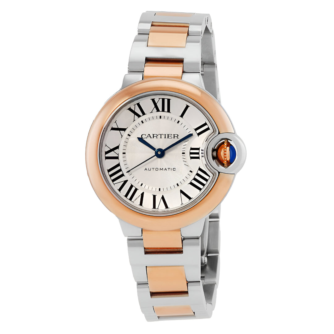 Cartier  Ballon Bleu 36 Automatic 18kt Rose Gold and Stainless Steel Silver Dial Ladies Watch
