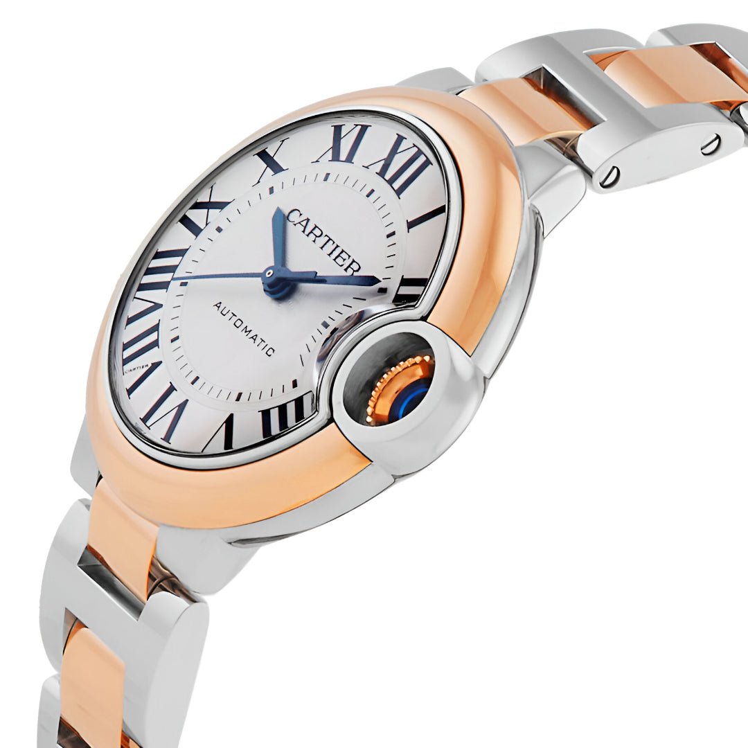 Cartier  Ballon Bleu 36 Automatic 18kt Rose Gold and Stainless Steel Silver Dial Ladies Watch