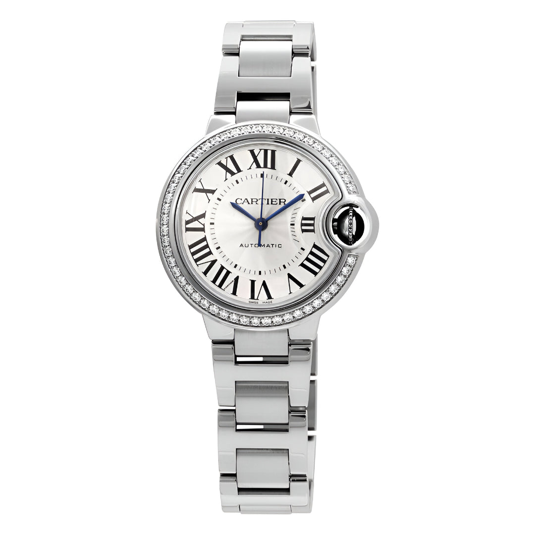Cartier  Ballon Bleu Automatic Diamond Silver Dial Ladies Watch