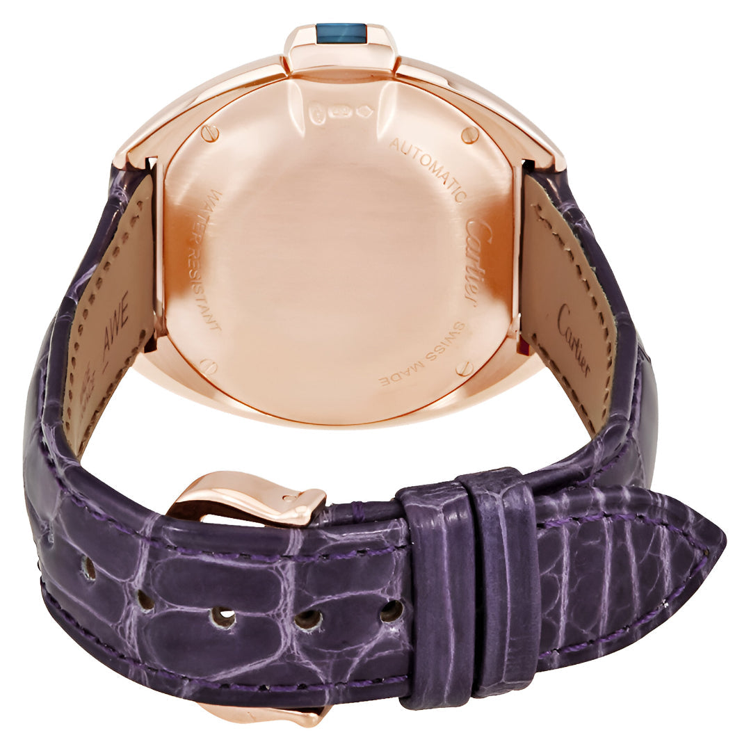 Cartier  Cle 18kt Rose Gold Automatic Flinque Sunray Dial Ladies Watch