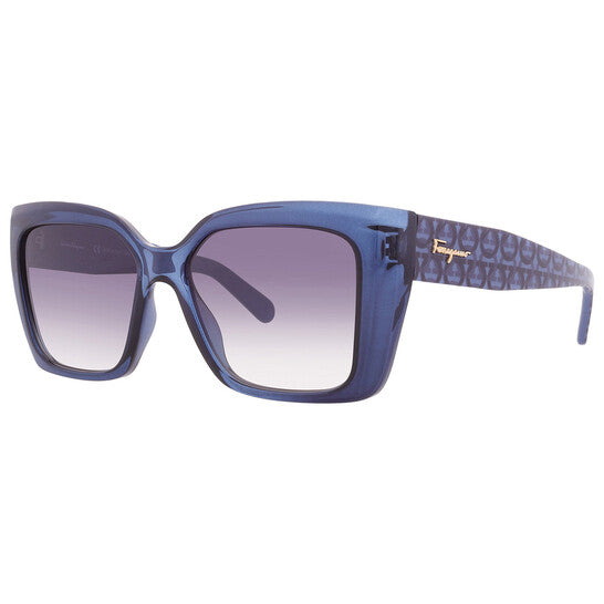 Ferragamo Blue Gradient Butterfly Ladies Sunglasses