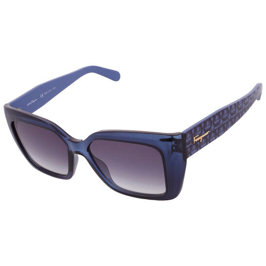 Ferragamo Blue Gradient Butterfly Ladies Sunglasses