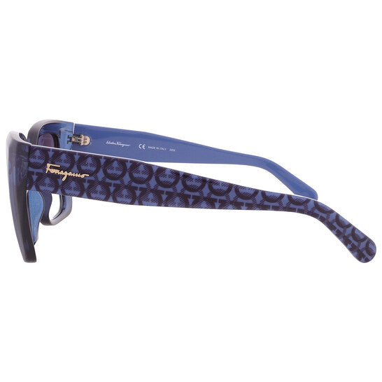 Ferragamo Blue Gradient Butterfly Ladies Sunglasses