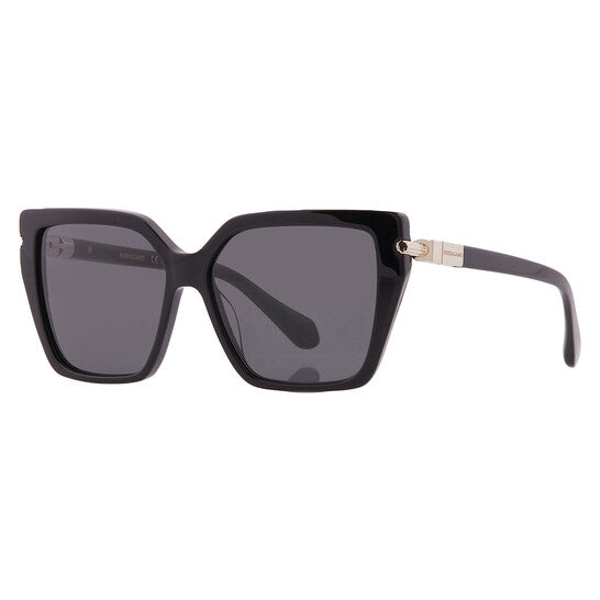 Ferragamo Dark Grey Butterfly Ladies Sunglasses