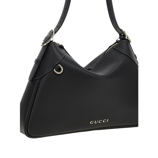 Gucci GG Emblem Shoulder Bag – Black Calfskin Leather