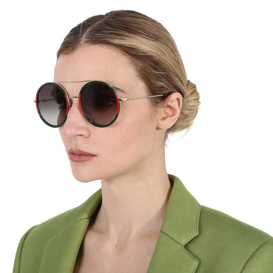 Gucci Green Gradient Round Ladies Sunglasses
