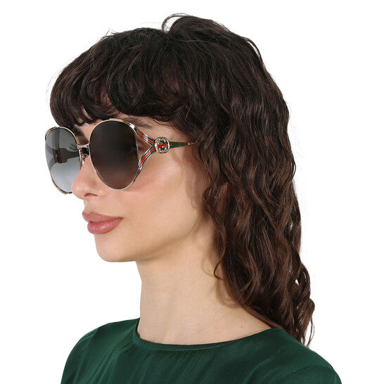 Gucci Grey Gradient Oval Ladies Sunglasses