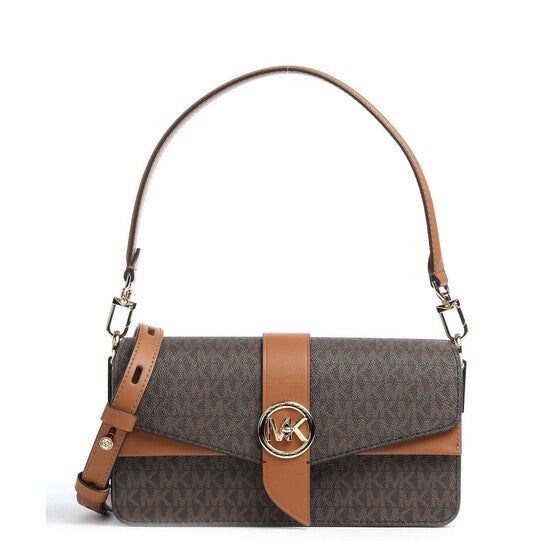 Michael Kors Brown/ Acron Ladies Greenwich Medium Logo Shoulder Bag