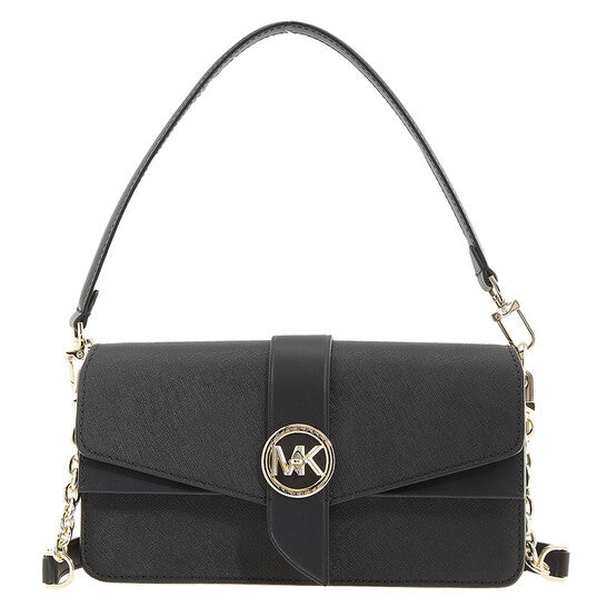 Michael Kors Ladies Greenwich Medium Saffiano Leather Shoulder Bag - Black